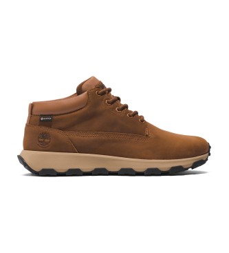 Timberland para hombre. TB1A5YA1F131 Zapatillas de piel impermeables de media caña con cordones Winsor Park marrón claro (43.5), Plano, Casu