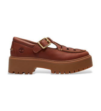 Timberland para mujer. TB0A4188EM61 Zapatos de Piel con hebilla y plataforma Stone Street marrón (38.5 W), 3 a 5cm, Casual