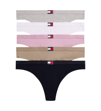 Tommy Hilfiger para mujer. UW0UW05642 Pack de 5 tangas con logo en la cintura multicolor (L), Homewear, Algodón