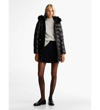 Tommy Hilfiger para mujer. WW0WW43122 Abrigo acolchado con relleno de plumón negro (L), Casual, Poliéster