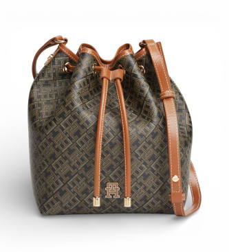 Tommy Hilfiger para mujer. AW0AW18847 Bolsa de cubo Monoplay marrón (OSFA), Casual, Poliuretano