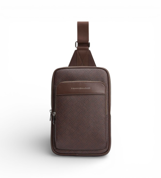 Tommy Hilfiger para hombre. AM0AM14140 Bolso bandolera con mezcla de texturas marrón (OSFA), Casual, Poliuretano