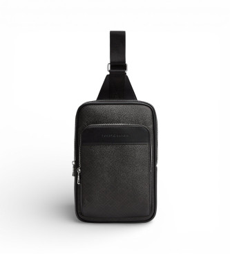 Tommy Hilfiger para hombre. AM0AM14140 Bolso bandolera con mezcla de texturas negro (OSFA), Casual, Poliuretano