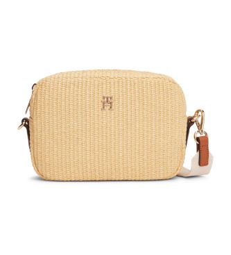 Tommy Hilfiger para mujer. AW0AW18525 Bolso bandolera de cámara en rafia beige (OSFA), Casual