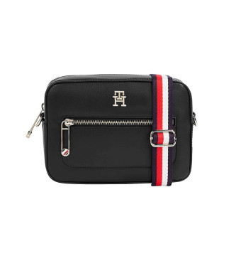 Tommy Hilfiger para mujer. AW0AW15864 Bolso bandolera Iconic con cinta distintiva negro (OSFA), Casual, Poliuretano