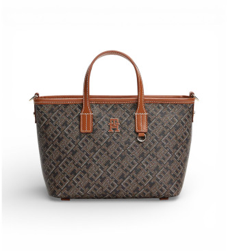 Tommy Hilfiger para mujer. AW0AW18848 Bolso Mono Tote Monoplay marrón (OSFA), Casual, Poliuretano