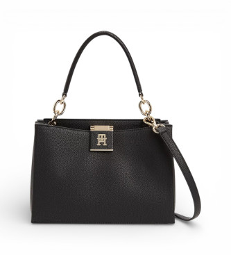 Tommy Hilfiger para mujer. AW0AW17191 Bolso satchel granulado negro (OSFA), Casual, Poliuretano