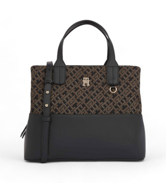 Tommy Hilfiger para mujer. AW0AW17071 Bolso Satchel negro, marrón (OSFA), Casual, Poliuretano