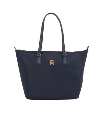 Tommy Hilfiger para mujer. AW0AW15639 Bolso tote con cinta distintiva marino (OSFA), Casual, Sostenible, Nylon reciclado