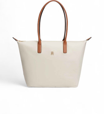 Tommy Hilfiger para mujer. AW0AW17711 Bolso Tote logotipo beige (OSFA), Casual, Sostenible, Nylon reciclado
