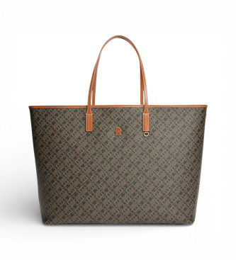 Tommy Hilfiger para mujer. AW0AW18850 Bolso Tote Monoplay negro, marón (OSFA), Marrón, Casual, Poliuretano