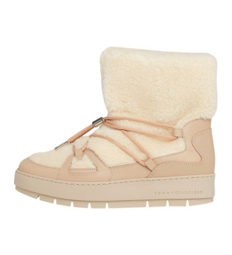 Tommy Hilfiger para mujer. FW0FW07505 Botas de Nieve Peluche beige (38), 1 a 3cm, Cordones, Casual, Outdoor, Sostenible, Poliéster reciclado
