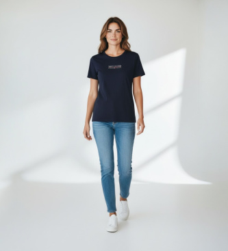 Tommy Hilfiger para hombre. MW0MW42363 Camiseta Brand Love marino (L), Casual, Algodón, Manga corta