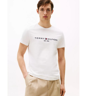 Tommy Hilfiger para hombre. MW0MW11465 Camiseta con logo blanco (XXL), Casual, Algodón, Manga corta, Algodón Orgánico, Sostenible