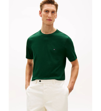 Tommy Hilfiger para hombre. MW0MW39995 Camiseta con logo bordado verde (L), Casual, Algodón, Manga corta