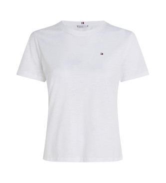 Tommy Hilfiger para mujer. WW0WW44433 Camiseta de manga corta slim blanco (XL), Casual, Algodón Orgánico, Sostenible