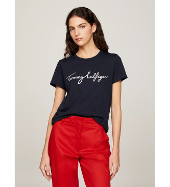 Tommy Hilfiger para mujer. WW0WW24967 Camiseta Heritage Crew Neck Graphic marino (M), Casual, Algodón, Manga corta, Algodón Orgánico