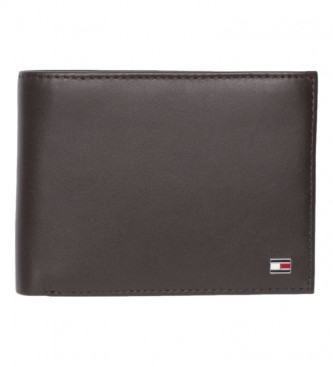 Tommy Hilfiger para hombre. AM0AM00652 Cartera de piel Eton CC Flap Coin Pocket marrón -13x9.5x3cm- (OSFA), Casual
