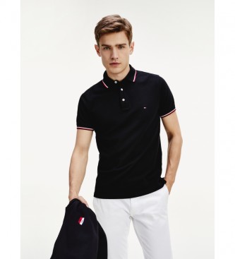Tommy Hilfiger para hombre. Polo Core Tipped Slim negro Tommy Hilfiger