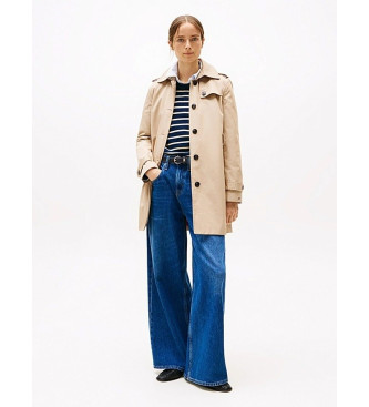 Tommy Hilfiger para mujer. WW0WW24966 Gabardina De Botonadura Sencilla Beige (M), Casual, Algodón