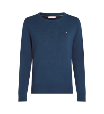 Jersey de cuello redondo azul (M), Casual, Algodón