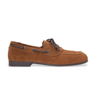 Tommy Hilfiger para hombre. FM0FM05863 Náuticos de Piel con suela flexible marrón (43), Plano, Cordones, Casual
