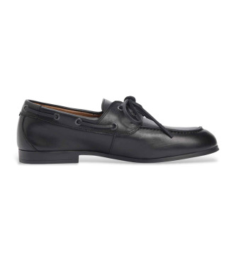Tommy Hilfiger para hombre. FM0FM05748 Náuticos flexibles de piel negro (46), Plano, Cordones, Casual