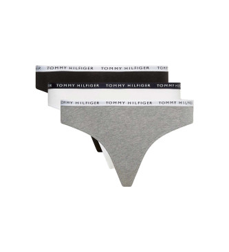 Tommy Hilfiger para mujer. UW0UW02829 Pack 3 Tangas Logo Cintura Gris, Blanco, Negro (L), Homewear, Algodón