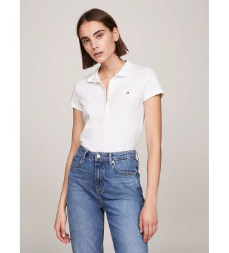 Tommy Hilfiger para mujer. 1M57636661 Polo Heritage de corte slim blanco (L), Casual, Algodón, Manga corta