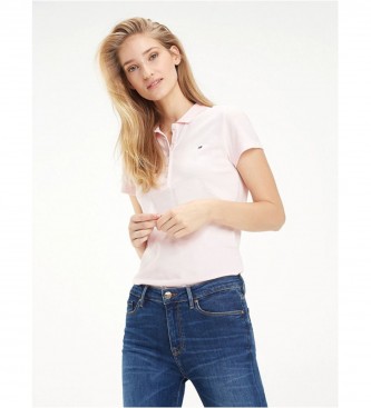 Tommy Hilfiger para mujer. 1M57636661 Polo Heritage de corte slim rosa (S), Casual, Algodón, Manga corta
