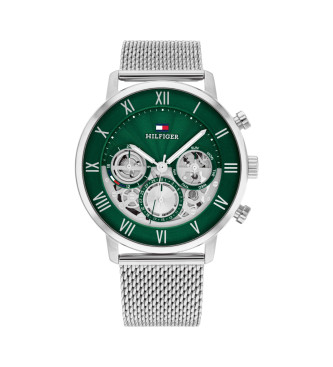 Tommy Hilfiger para hombre. 1710567 Reloj Legend plateado, verde (OSFA), Plata, Casual, Brazalete