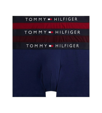 Tommy Hilfiger para hombre. UM0UM03180 Set de 3 Bóxers Original azul, granate, rojo (S), Homewear, Multicolor, Algodón