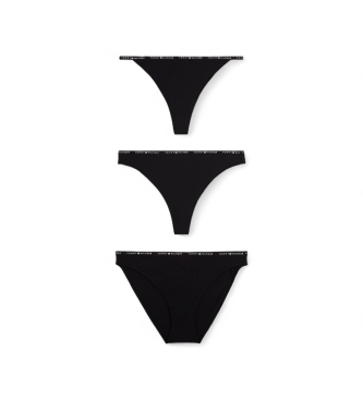 Tommy Hilfiger para mujer. UW0UW05756 3 Pack Multi Shape Bottom (M), Negro, Homewear, Nylon