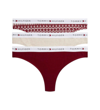 Tommy Hilfiger para mujer. UW0UW06134 Set de 3 tangas Essential rojo (L), Homewear, Algodón