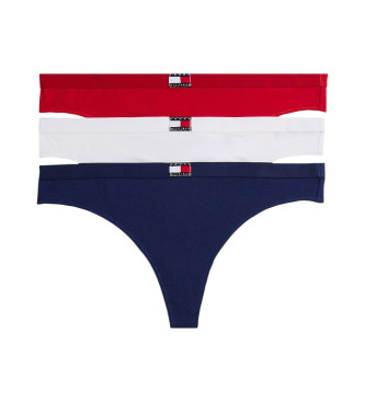 Tommy Hilfiger para mujer. UW0UW06139 Set de 3 tangas Heritage rojo, blanco, marino (L), Homewear, Multicolor, Algodón