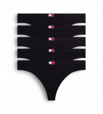 Tommy Hilfiger para mujer. UW0UW05642 Set de 5 tangas con logo en la cintura negro (M), Homewear, Algodón