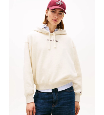 Tommy Hilfiger para mujer. WW0WW47459 Sudadera con capucha y logo texturizado beige (M), Casual, Algodón