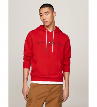 Tommy Hilfiger para hombre. MW0MW11599 Sudadera con cordón a contraste y logo rojo (S), Casual, Algodón, Manga larga