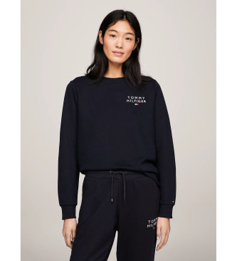 Tommy Hilfiger para mujer. UW0UW04521 Sudadera Cuello Redondo Logo marino (XL), Casual, Algodón, Manga larga, Sostenible