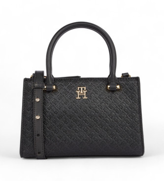 Tommy Hilfiger para mujer. AW0AW16932 Bolso Eternity Micro Tote Mono negro (OSFA), Casual, Poliuretano