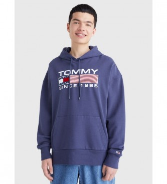 Tommy Jeans para hombre. DM0DM15009 Sudadera Reg Athletic Logo azul (M), Casual, Algodón Orgánico, Sostenible