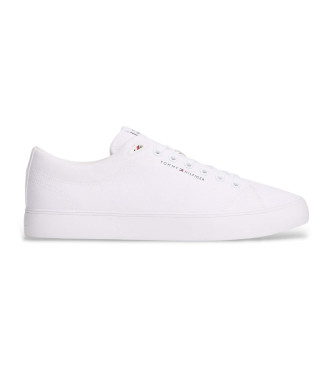 Tommy Hilfiger para hombre. FM0FM05817 Zapatillas de lona con logo blanco (41), Tela, Plano, Cordones, Casual