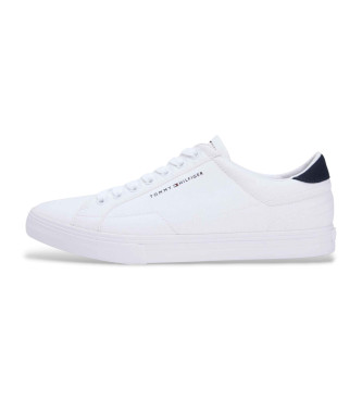 Tommy Hilfiger para hombre. FM0FM05688 Zapatillas de lona con logo en relieve blanco (40), Plano, Cordones, Casual