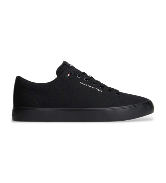 Tommy Hilfiger para hombre. FM0FM05817 Zapatillas de lona con logo negro (43), Tela, Plano, Cordones, Casual