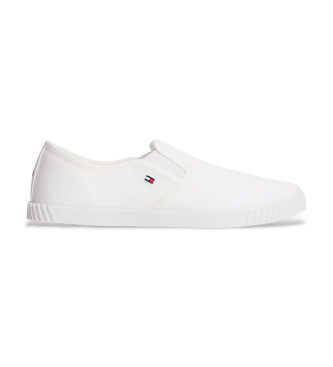 Tommy Hilfiger para mujer. FW0FW08640 Zapatillas de lona sin cordones blanco (41), Tela, Plano, Ninguno, Casual