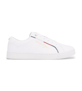 Tommy Hilfiger para mujer. FW0FW06322 Zapatillas de Piel Signature blanco (36), Plano, Cordones, Casual