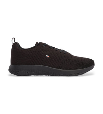 Tommy Hilfiger para hombre. FM0FM02838 Zapatillas deportivas Signature de punto negro (41), 1 a 3cm, Cordones, Casual, Sostenible, Poliéster