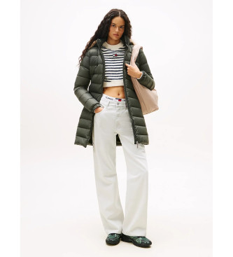 Tommy Jeans para mujer. DW0DW18864 Abrigo acolchado de plumón brillante verde (M), Casual, Nylon