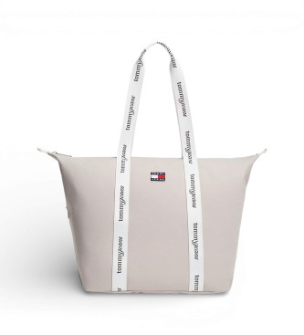 Tommy Jeans para mujer. AW0AW18461 Bolso tote Essential con inscripción beige (OSFA), Casual, Poliuretano