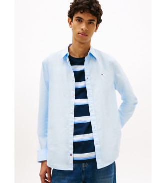 Tommy Jeans para hombre. DM0DM22026 Camisa de popelín con logo bordado azul (XL), Casual, Algodón, Manga larga